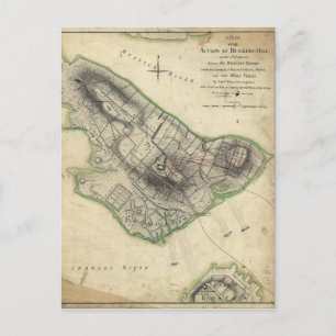 Bunker Hill Revolutionary War Map (17 juni 1775) Briefkaart