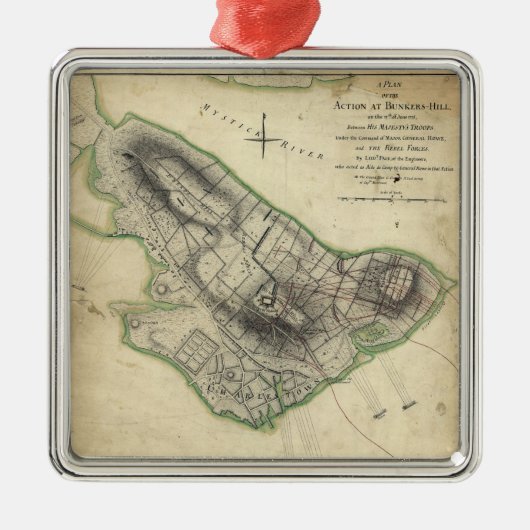 Bunker Hill Revolutionary War Map (17 juni 1775) Metalen Ornament (Voorkant)
