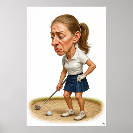 Bunker Trouble - Golf Art Print (Voorkant)
