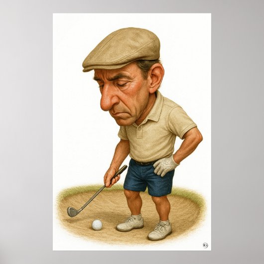 Bunker Trouble - Golf Art Print (Voorkant)
