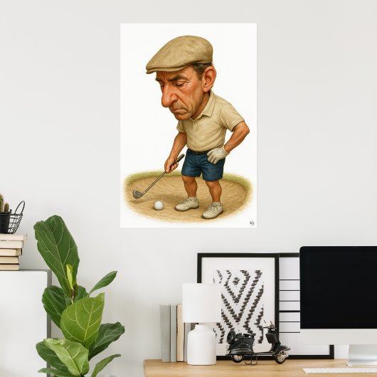 Bunker Trouble - Golf Kunstprint Poster (Thuiskantoor)