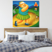 Bunker Trouble- Groot Ingepakt Canvas Golfprint Afdruk (Insitu (Slaapkamer))