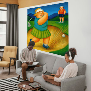 Bunker Trouble- Groot Ingepakt Canvas Golfprint Afdruk