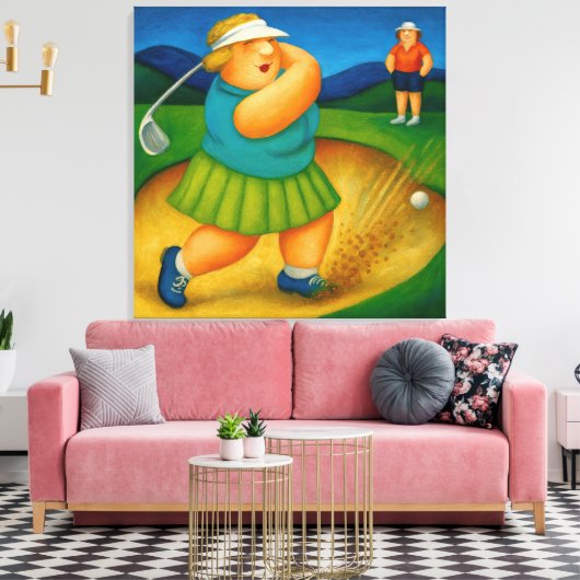 Bunker Trouble- Large Wrapped Canvas Golf Print (Insitu (Woonkamer))
