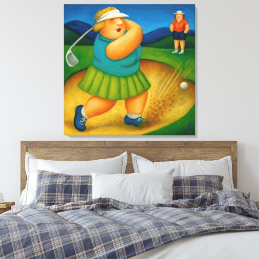 Bunker Trouble- Large Wrapped Canvas Golf Print (Insitu (Slaapkamer))