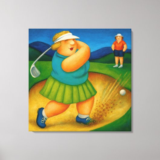 Bunker Trouble- Large Wrapped Canvas Golf Print (Voorkant)