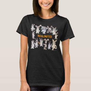 Bunlimited Cartoon Rabbits Funny Black T-shirt