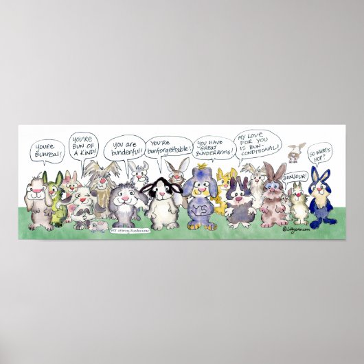 Bunlimited Upliftment-Feel Good Rabbit Love Puns Poster (Voorkant)