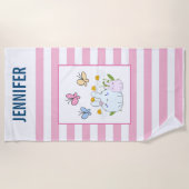 Bunnie Bloemen & Vlinders Gepersonaliseerd Strandlaken (Voorkant)