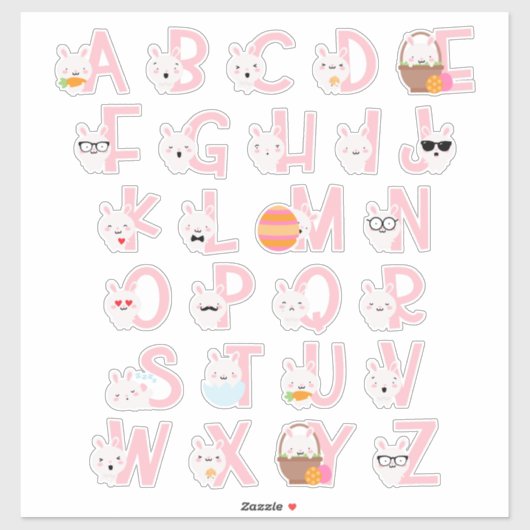 BUNNIES-ALFABET STICKER (Vel)