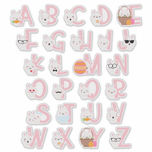 BUNNIES-ALFABET STICKER (Voorkant)
