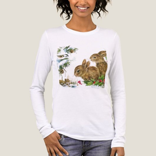 Bunnies and Bird Enjoy Snow Tri-Blend Shirt (Voorkant volledig)