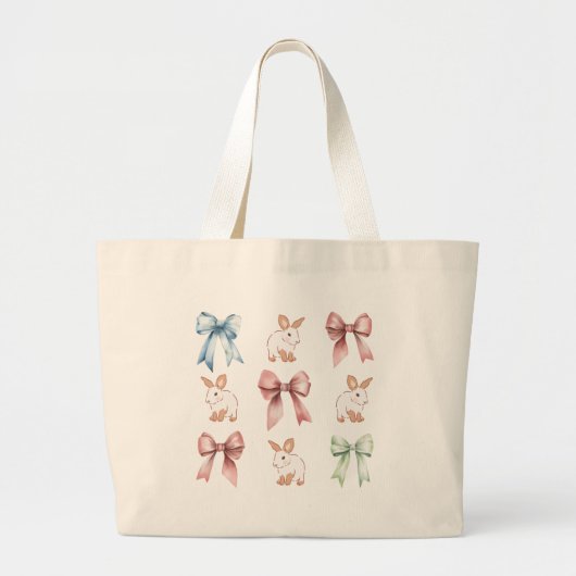 Bunnies and Bows Drawstring Backpack Grote Tote Bag (Voorkant)