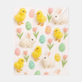 Bunnies and Chicks Pattern Fleece Deken (Voorkant)