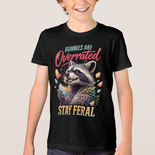 Bunnies Are Overrated Stay Feral Tri-Blend Shirt (Voorkant)