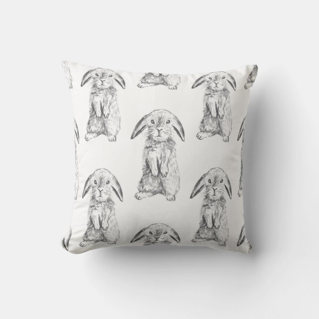 Bunnies, B/W Kussen (Voorkant)