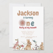 Bunnies Baby 1e verjaardagsfeest II Kaart (Voorkant)