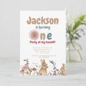 Bunnies Baby 1e verjaardagsfeest II Kaart (Staand voorkant)