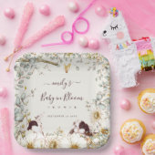 Bunnies-Baby in Bloom Foliage Cream Papieren Bordje (Feest)