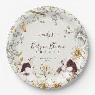  Bunnies-Baby in Bloom Leaves Cream Papieren Bordje