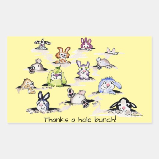 Bunnies: Bedankt a Hole Bunch-Sticker Rechthoekige Sticker (Voorkant)