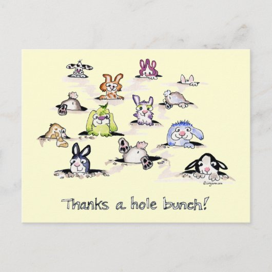Bunnies: Bedankt een Hole Bunch Briefkaart (Voorkant)