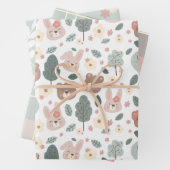 Bunnies & beren Verpakkingsdocument Vlakke Bladree Inpakpapier Vel (In situ)