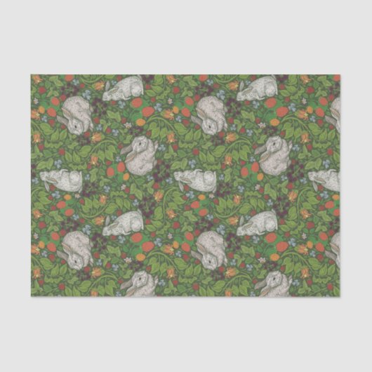 Bunnies, bessen en blauwriemen afdrukken, plakpapi tissuepapier (Voorkant)