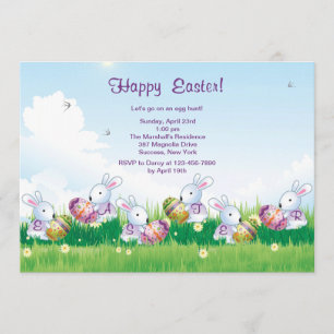 Bunnies bij het spelen Pasen Uitnodiging