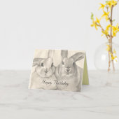 Bunnies, Birthday Greetings Card Kaart (Gele Bloem)