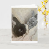 Bunnies Blank Wenskaart Kaart (Gele Bloem)