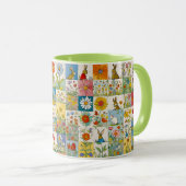 Bunnies  Bloemen Patchwork Retro Pasen Mok (Voorkant rechts)