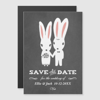 Bunnies Bruiloft Chalkboard Stijl Save the Date Magnetische Uitnodiging
