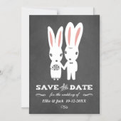 Bunnies Bruiloft Chalkboard Stijl Save the Date Magnetische Uitnodiging (Voorkant)