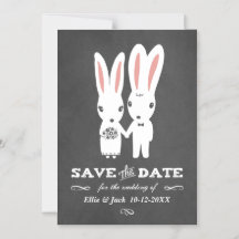 Bunnies Bruiloft Chalkboard Stijl Save the Date