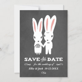 Bunnies Bruiloft Chalkboard Stijl Save the Date Magnetische Uitnodiging