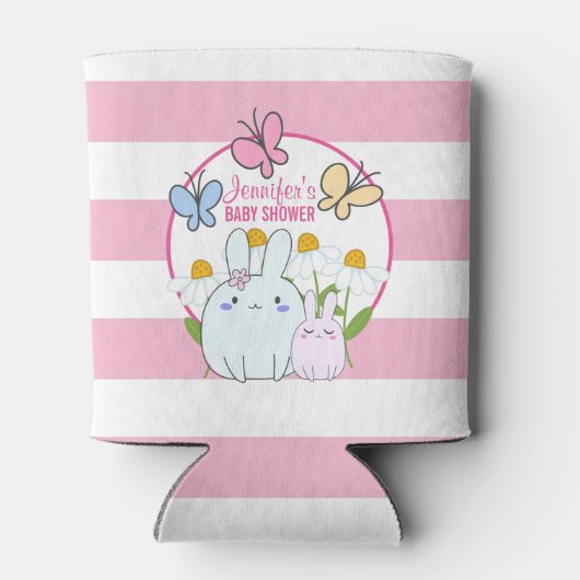 Bunnies, Butterflies en Daisies Baby shower Blikjeskoeler (Achterkant)