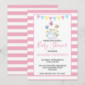 Bunnies, Butterflies en Daisies Baby shower Kaart (Voorkant / Achterkant)