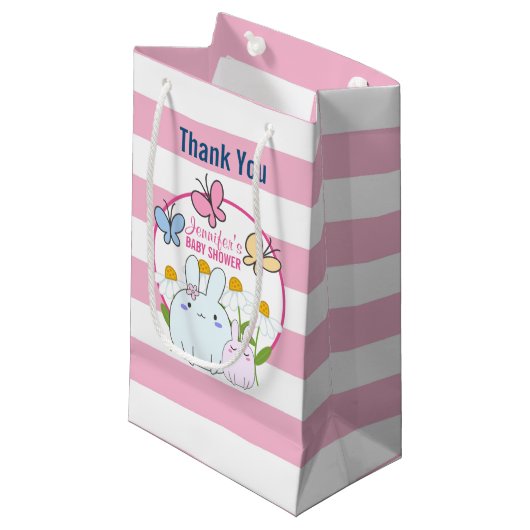 Bunnies, Butterflies en Daisies Baby shower Klein Cadeauzakje (Voorkant Gekanteld)