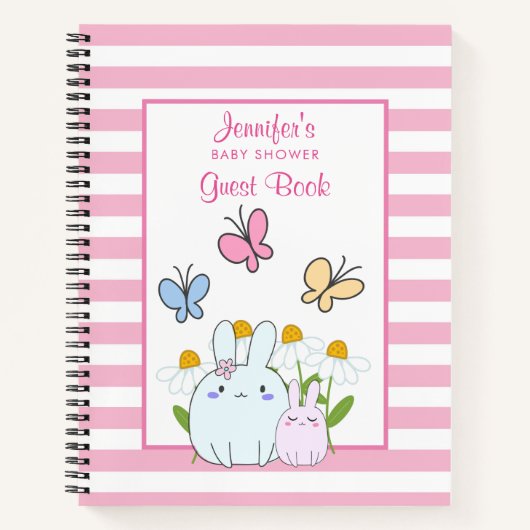Bunnies, Butterflies en Daisies Baby shower Notitieboek (Voorkant)