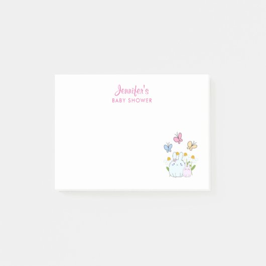 Bunnies, Butterflies en Daisies Baby shower Post-it® Notes (Voorkant)