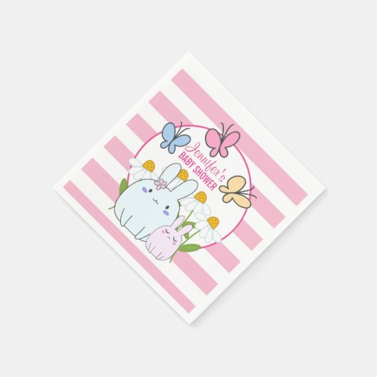 Bunnies, Butterflies en Daisies Baby shower Servet (Hoek)