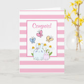 Bunnies, Butterflies en Daisies Congrats Kaart (Gele Bloem)