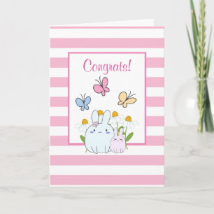 Bunnies, Butterflies en Daisies Congrats Kaart