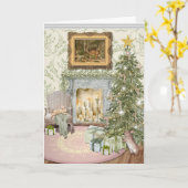 Bunnies Celebrating Christmas Folded Greeting Card Kaart (Gele Bloem)