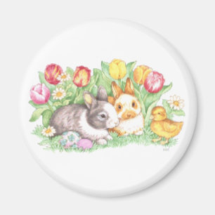Bunnies & Chick, paasbunny Magnet