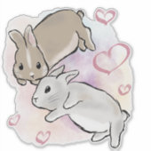Bunnies cuddling watercolor  sticker (Voorkant)