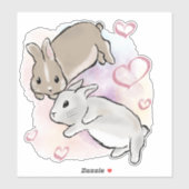 Bunnies cuddling watercolor  sticker (Vel)