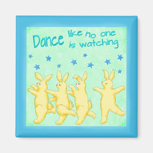 Bunnies Dance, net als niemand die Geel Groen kijk Magneet (Voorkant)