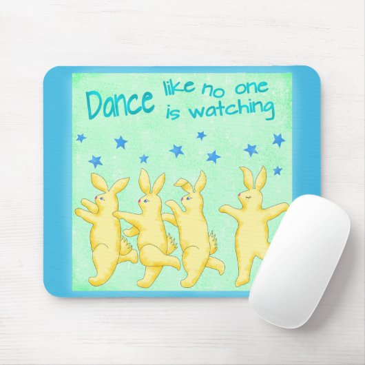 Bunnies Dance, net als niemand die Geel Groen kijk Muismat (Met muis)